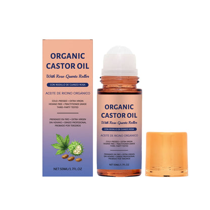 Organic Castor Oil Roller Cold Pressed Unrefined Essential Oil for Hair Eyelash Nail Growth Moisturize Skin Hair Massage Oil