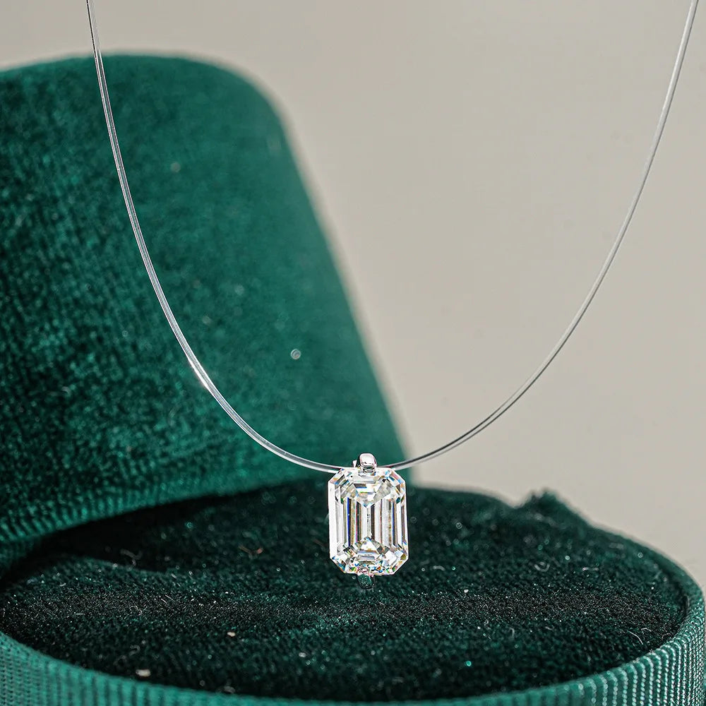 EWYA GRA Certified 1CT Marquise Cut Moissanite Pendant Necklace for Woman 925 Silver Fishing Line Water Drop Diamond Necklaces