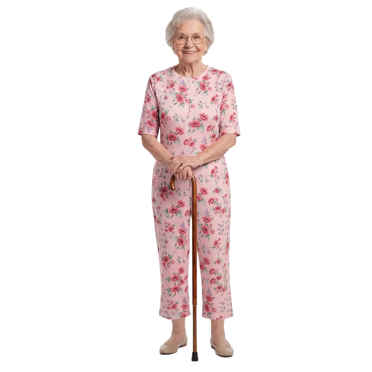 Elderly Men Women Anti-Strip Adaptive Jumpsuit Long Sleeve Striped Zipper One-piece Rompers for Special Needs and Disabilities
