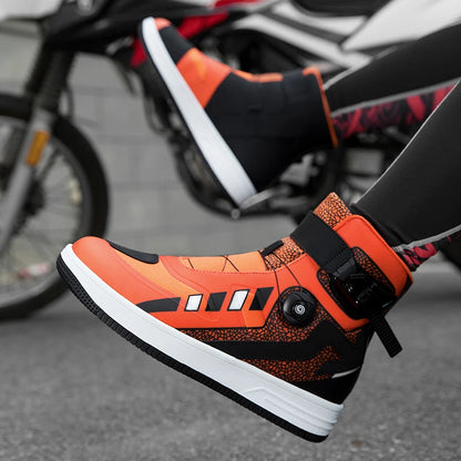 Motorcycle Riding Boots Unisex High Top Anti-Slip Wear-Resistant Comfortable Four Season Motorbike Shoes for Street Off-Road
