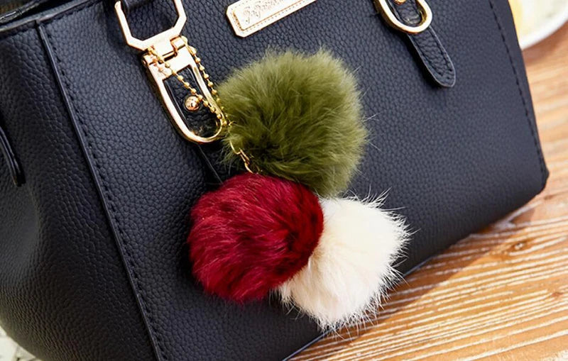 PU Leather Ladies HandBags Women Vintage Purse Plush Tassel Messenger Bags Tote Boston Shoulder Crossbody Bag