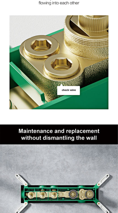 Luxury Brass Gun Gray Ceiling Constant Temperature Shower System LED Digital Display Hot and Cold Water Embedded Bathroom Faucet