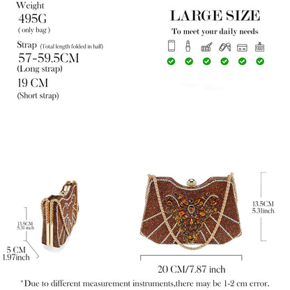 Queena Yan Elegant Mature Style Colorful Rhinestone Decoration Design Gold Party Wedding Pointed Toe Lady High Heels and Bag Set