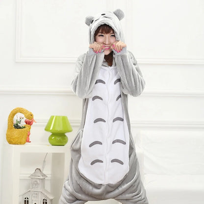 Totoro Onesies Cute Cartoon Animal Onesie Women Men Girls Boys Pajamas Slipper Funny Party Suit Winter Home Overall Costumes