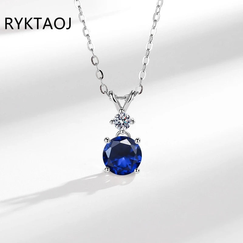 925 Sterling Silver Bowknot Moissanite Pendant Necklace for Women Round 2 Stone Solitaire Necklace Wedding Party Jewelry Gift