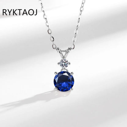 925 Sterling Silver Bowknot Moissanite Pendant Necklace for Women Round 2 Stone Solitaire Necklace Wedding Party Jewelry Gift