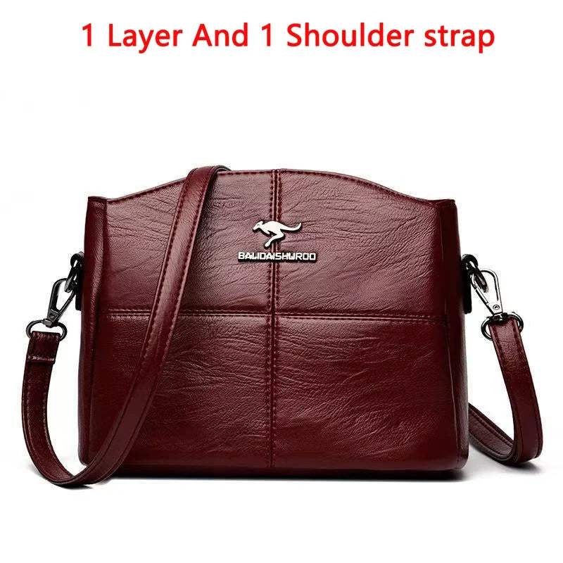 Genuine Soft Pu Leather Handbags for Women Vintage Shoulder Tote Bag Luxury Designer Ladies Large Capacity Purse Bags Sac A Main
