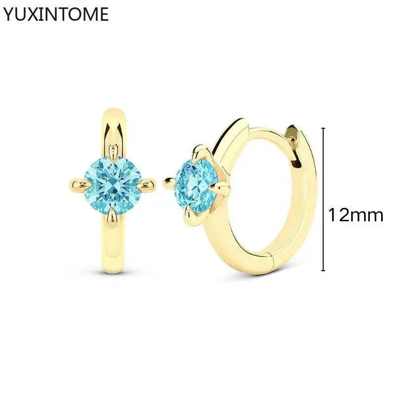 925 Sterling Silver Needle Light Blue Zircon Stud Earrings for Women Fashion Blue Enamel Pendant Earrings Luxury Jewelry Gifts