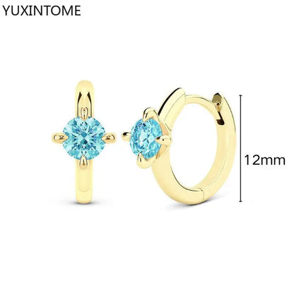 925 Sterling Silver Needle Light Blue Zircon Stud Earrings for Women Fashion Blue Enamel Pendant Earrings Luxury Jewelry Gifts