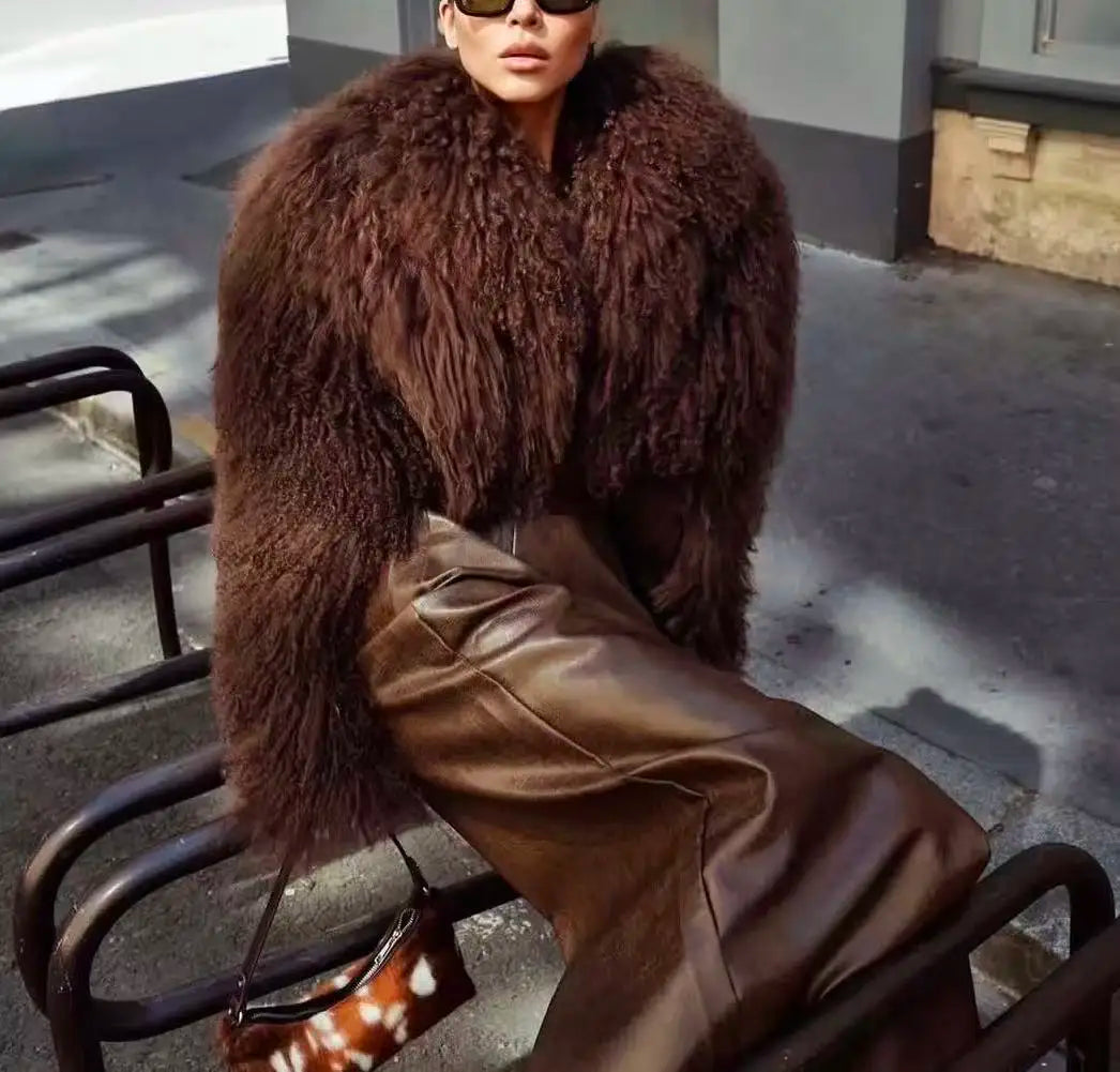 Mongolian Sheep Fur Women Coat Winter Warm Real Fur Cloth 2026 Natural Sheep Fur Clothes