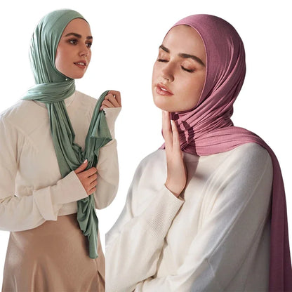 Womens Muslim Ramadan Fashion Modal Cotton Jersey Hijab Womens High Quality Solid Color Soft Hijab Long African Scarf
