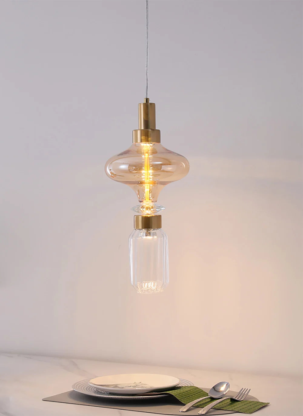 Creative Design Trendy Modern Glass Lamp Modern Home Decor Living Room Pendant Lights LED Foyer Hanging Lamp Long Table Lustre