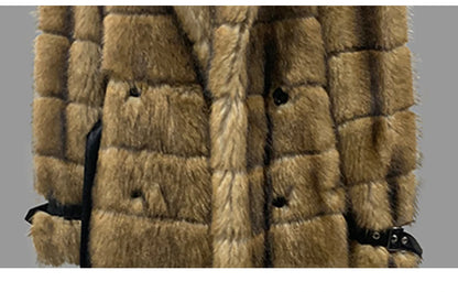 Nerazzurri Winter Extra Long Original Brands Luxury Clothing Striped Shaggy Thick Fluffy Faux Fur Coat Women Shoulder Pads  2026