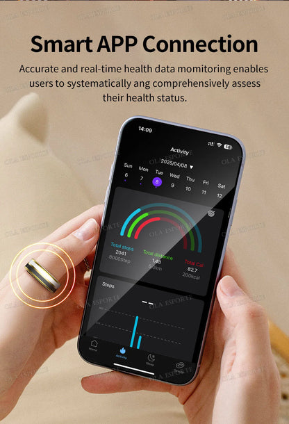 2026 Smart Ring Blood Oxygen Heart Rate Sleep Monitoring Smart Ring IP68 & 5ATM Waterproof Multi-sport Modes Smartring Man Women