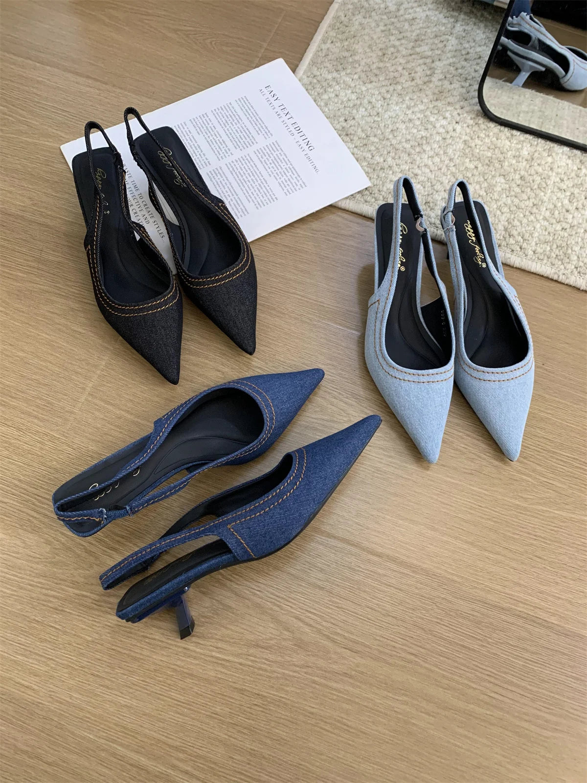 Bailamos Brand New Women Sandals Fashion Pointed Toe Shallow Slip On Ladies Elegant Slingback Shoes Med Heel Pumps Shoes Mujer