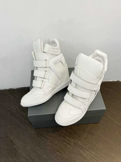 Women's Ankle Boots 2026 New Genuine Leather 8CM Hidden Heel Women Platform Sneakers Fashionable Splice Color Design Women Shoes