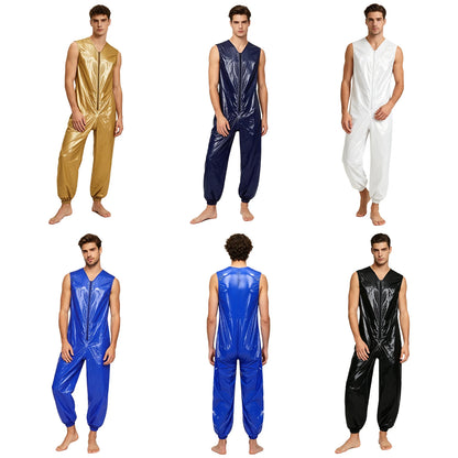Adult Waterproof Adaptive Jumpsuit Leak-proof Diaper Cover Sleeveless Leg Opening Rompers for Elderly Bedridden Special Needs