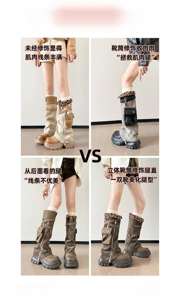Women Boots Suede Fashion Heeled Boots Women’s Winter Boots Leopard Designer Shoes 2026 Gothic Gladiator Snow Botas