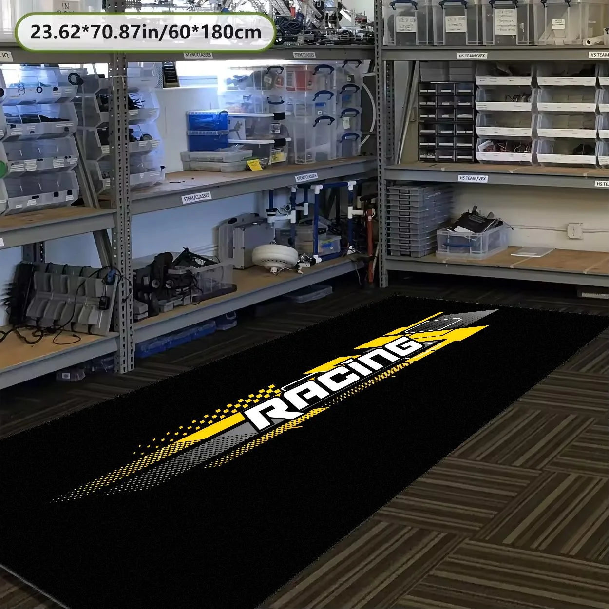 VIKAMA Race Track Pattern Motorcycle Pit Mat Non Slip Waterproof Oilproof Floor Rug For Garage Motorbike Parking Display