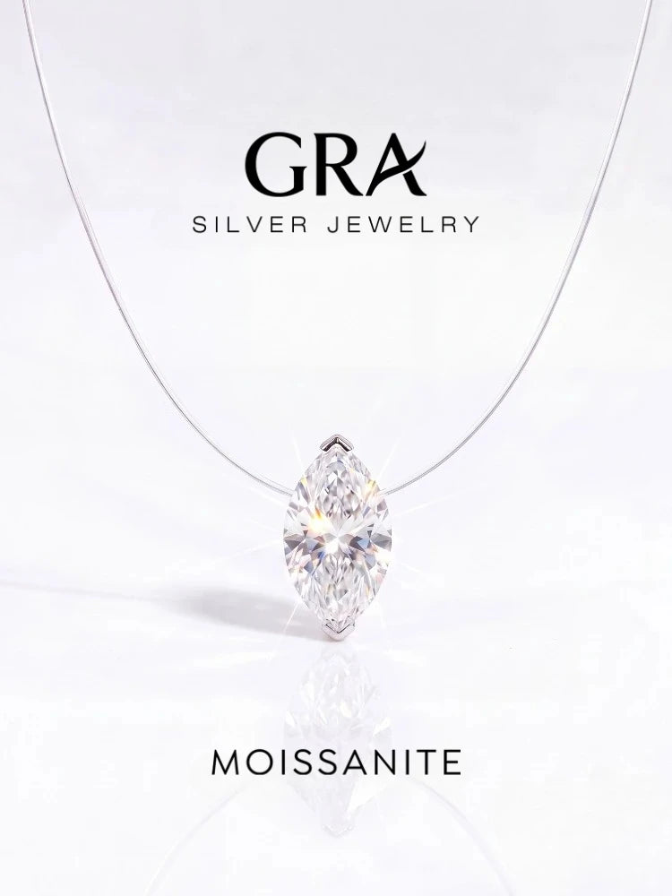 GRA 1CT Moissanite Diamond Classic Marquise Necklace For Women 925 Sterling Silver Anniversary Party High Quality Fine Jewelry