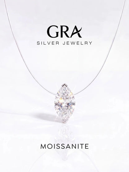 GRA 1CT Moissanite Diamond Classic Marquise Necklace For Women 925 Sterling Silver Anniversary Party High Quality Fine Jewelry