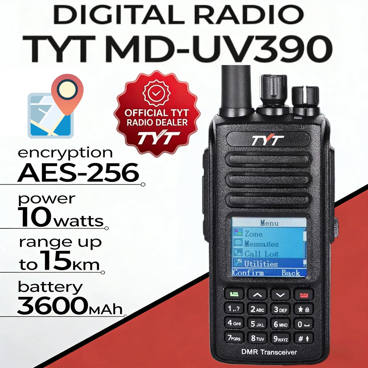 Tyt Dmr Md-Uv390Plus Digital Walkie Talkie Long Range 10W Vhf Uhf Sms Dual Band Waterproof Ham Radio Gps Aprs Aes256