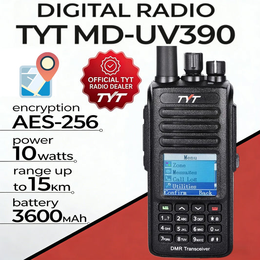 Tyt Dmr Md-Uv390Plus Digital Walkie Talkie Long Range 10W Vhf Uhf Sms Dual Band Waterproof Ham Radio Gps Aprs Aes256