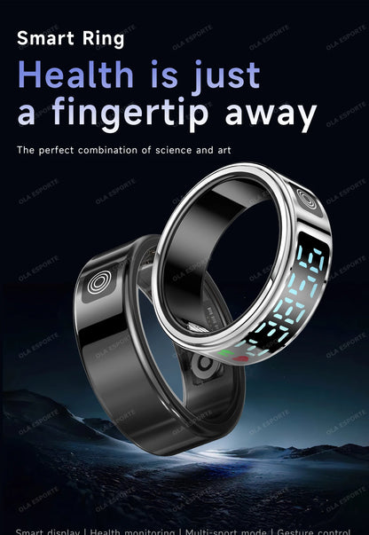 2026 R12 Smart Ring with Display Screen and Touch, Wireless Charging, Health Manager 5ATM Waterproof For Men Women Smartring New