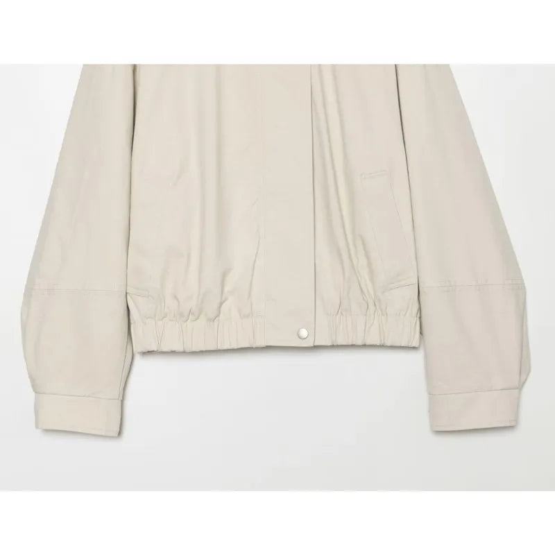 Women's Winter Jacket New 2026 High Neck Long Sleeve Elastic Hem Zipper Pocket Women's Coats Simple Female Jacket