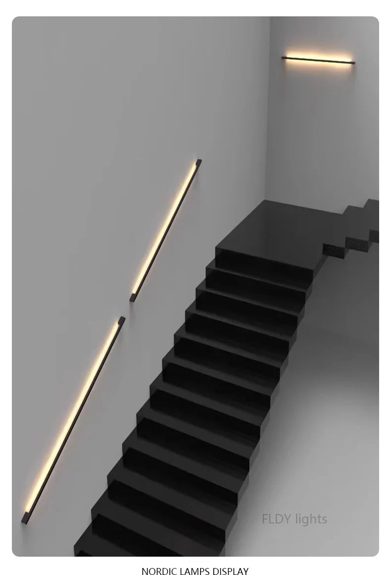 Modern Minimalist Long Wall Lamp LED Wall Mounted Light Indoor Living Room Bedroom Background Lamp Home Decora Fixtures 110/220V