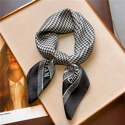 Print 70cm Silk Satin Headkerchief Women Luxury Design Neck Tie Scarf Female Hair Hand Wrist Foulard Shawl Hijab Bandana