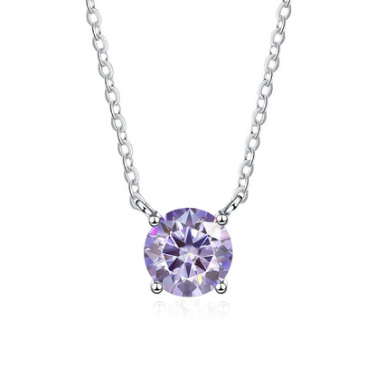 NeeTim 1ct 2ct 3ct Colored Moissanite Necklace for Women 925 Sterling Silver with White Gold Plated Woman's Necklaces Chain