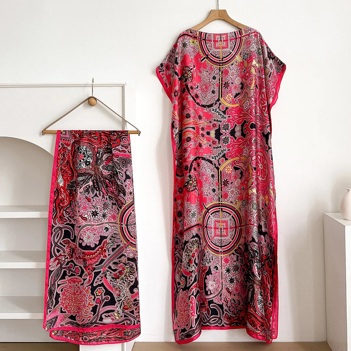 New African For Women Summer Sun protection Short Sleeve Cotton Dress Gold Stamping Loose Lady Maxi Print Dress With Big Scarf