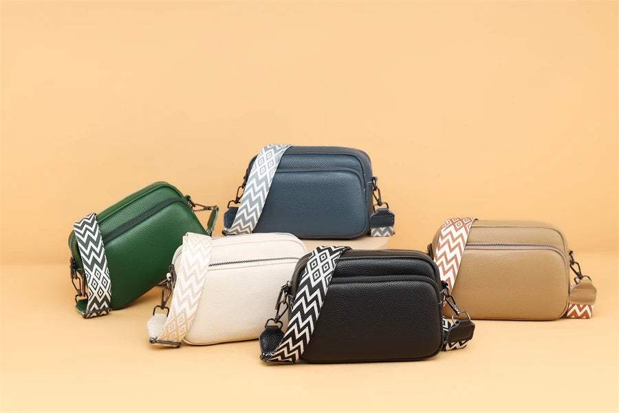 Luxury Solid Color Genuine Leather Ladies Messenger Bag 100% Soft Cowhide Shoulder Crossbody Bags For Women 2023 Female Handbags