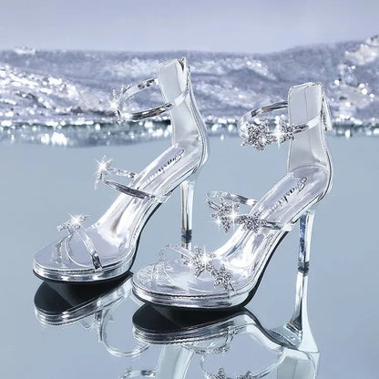 High Heels Shoes for Women Luxury Sandals Peep Toe Platform Shoes Large-sized Sequined Sandals Women Summer Platform Sandals