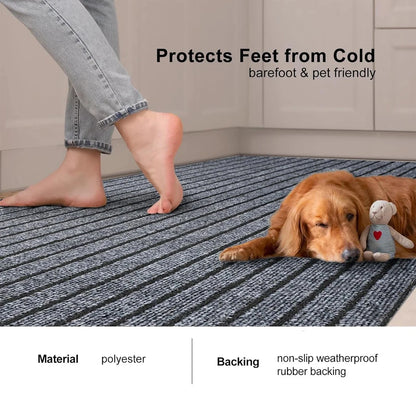 Striped carpets are slip-resistant and easy to clean, making them ideal for hallways, entryways, kitchens, and laundry rooms.