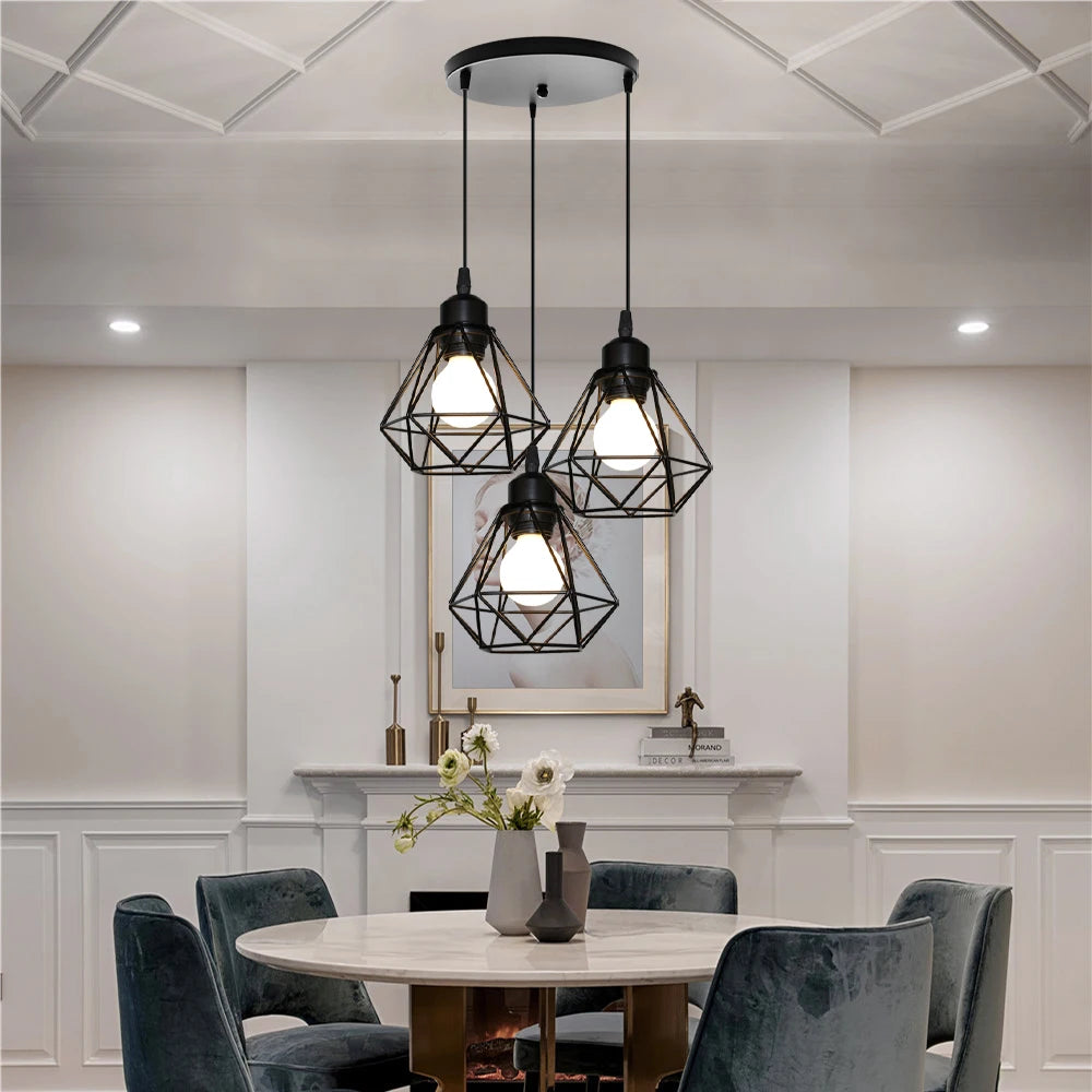Retro Pendant Lamp Iron Frame Ceiling Lighting Paint Restaurant Teahouse Chandelier Indoor Wrought Metal Modern Pendant Lights