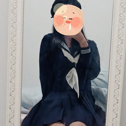 Orthodox JK Uniform School Uniform Basic Navy Navy College Style School Supply Middle Sailor Uniform Autumn and Winter Suit