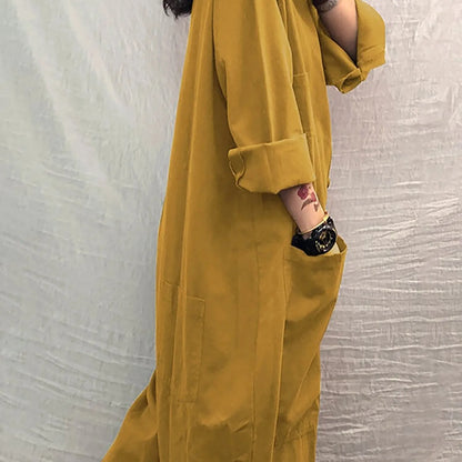 Women Jumpsuit 2024 Female Oversized Romper Autumn Loose Pockets Overalls Casual Solid Stand Collar Bottom