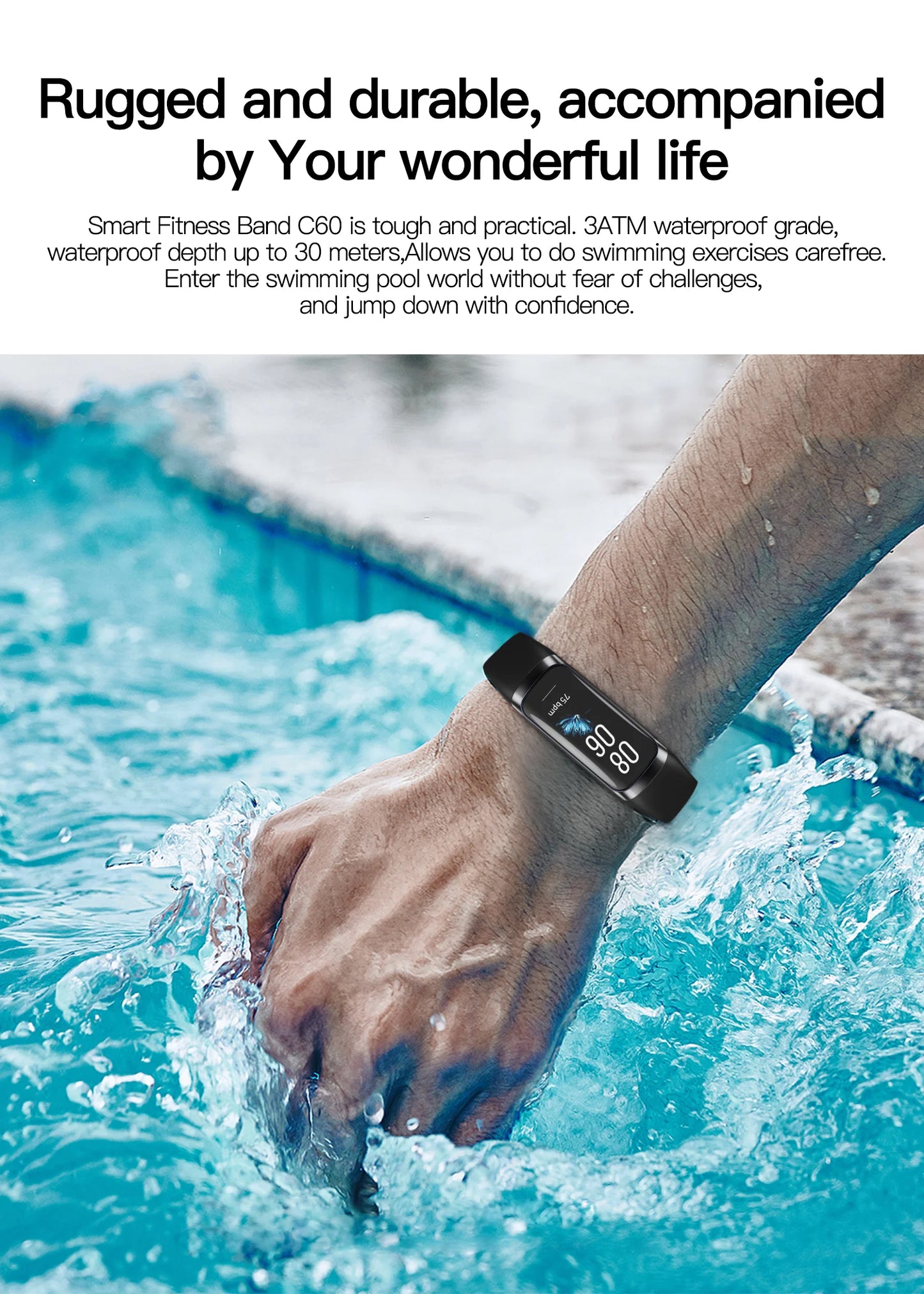 LIGE 1.1 Inch Amoled Heart Rate Monitor Smart Bracelet Wristband Slim Smart Watch Men Women Waterproof  Fitness Tracker Band