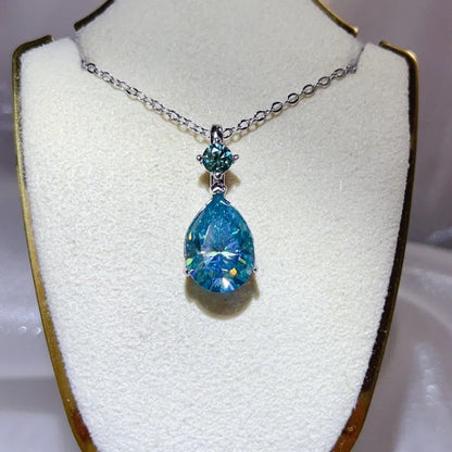 luxury 18K white gold and platinum PT950 new 5.3 carat water drop color moissanite pendant large carat model