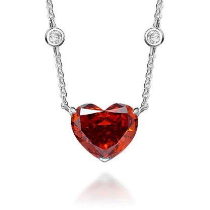 WUIHA 925 Sterling Silver Heart-shaped 10*12mm Vivid Yellow Sapphire Created Moissanite Diamond Pendant Necklaces for Women Gift