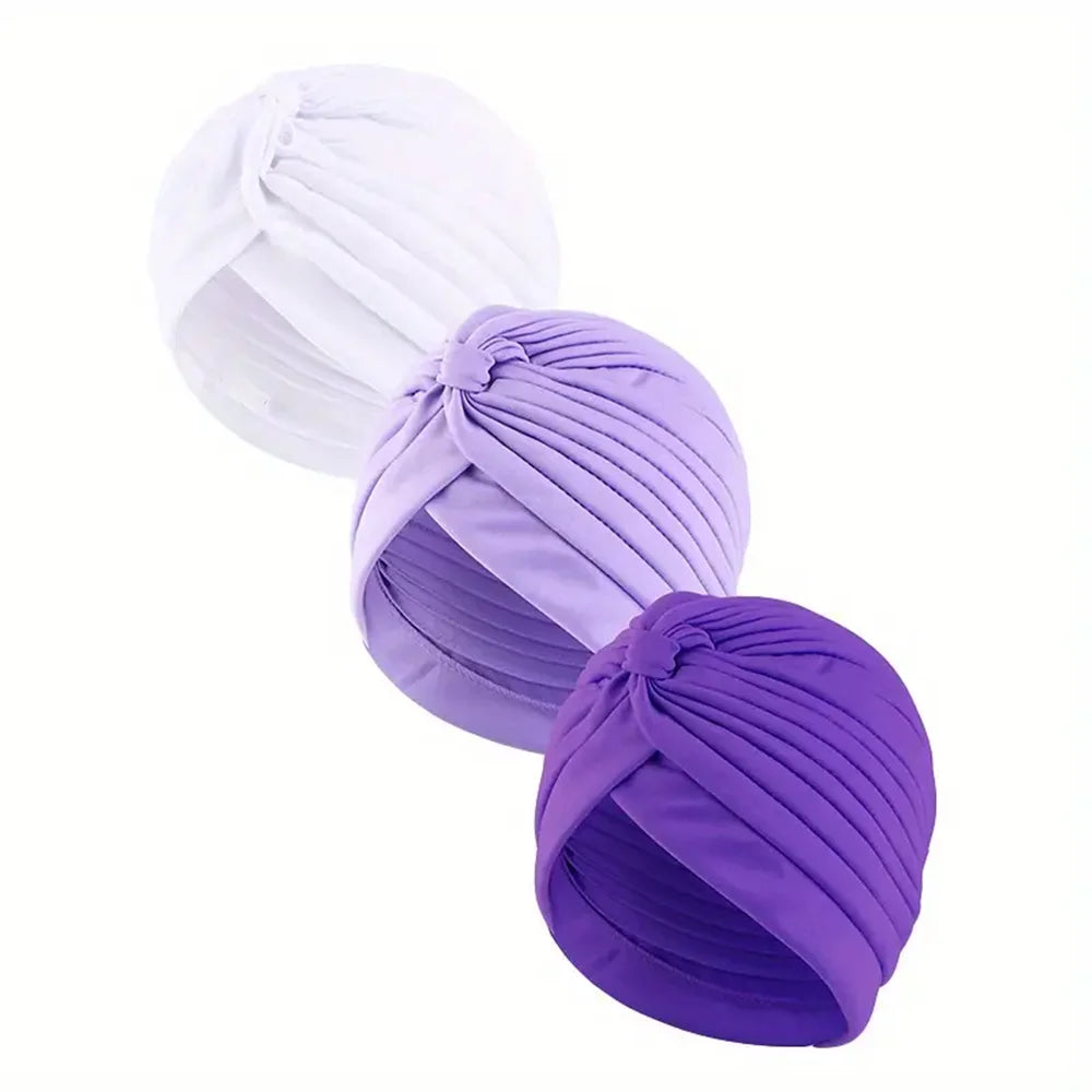 3pcs/set Fashion Ladies Twisted Turban Elastic Muslim Hijab Cap Solid Color Stretch Head Wrap Soft Chemo Beanie Head Cover
