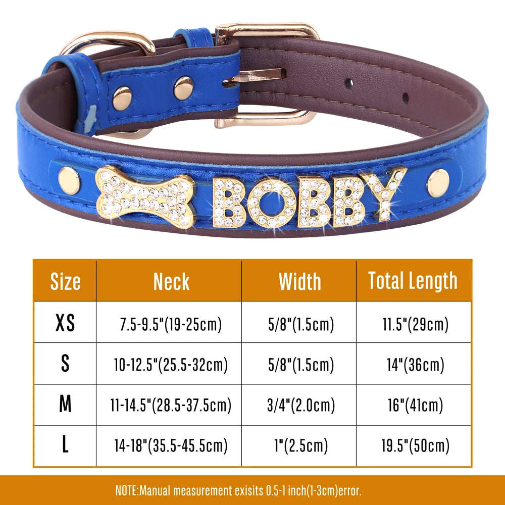 Personalized Small Dogs Chihuahua Collar Bling Rhinestone Dog Collars Free Custom Pet Dogs Cats Name Charms Pet Accessories