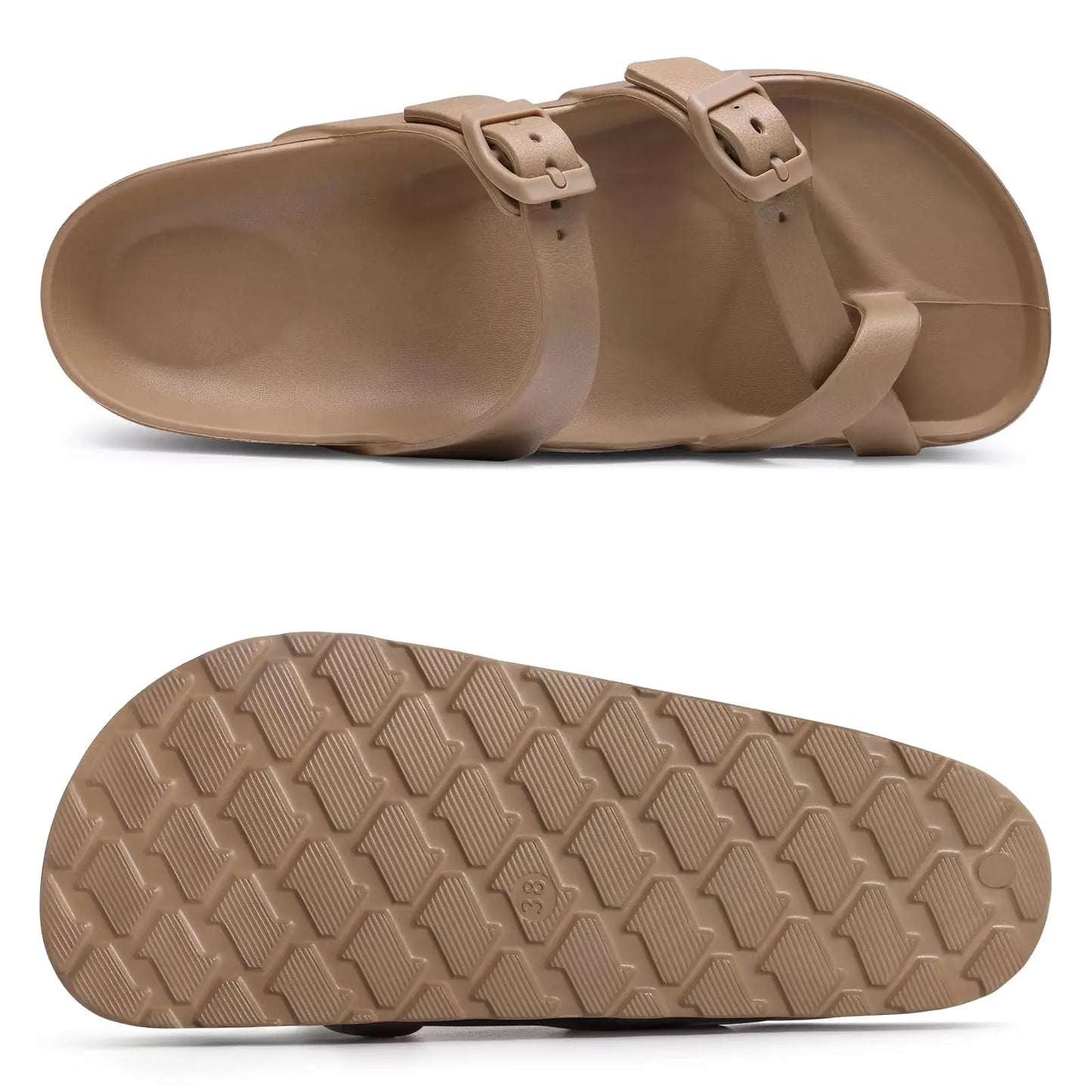 Shevalues Casual Women's Sandals With Arch Support Anti-slip Fashion New Slides Soft Sole Beach Slippers With Adjustable Buckle