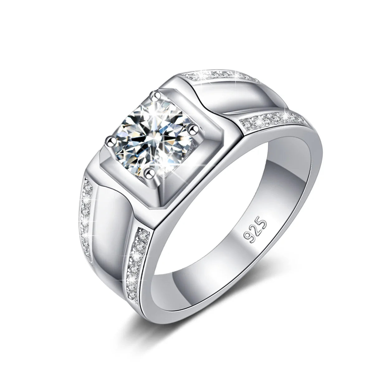 Trends 2025 Luxury Moissanite Ring Men Hip Hop Wedding Band Original 925 Sterling Silver Pass Diamond Test With Certificate Gift