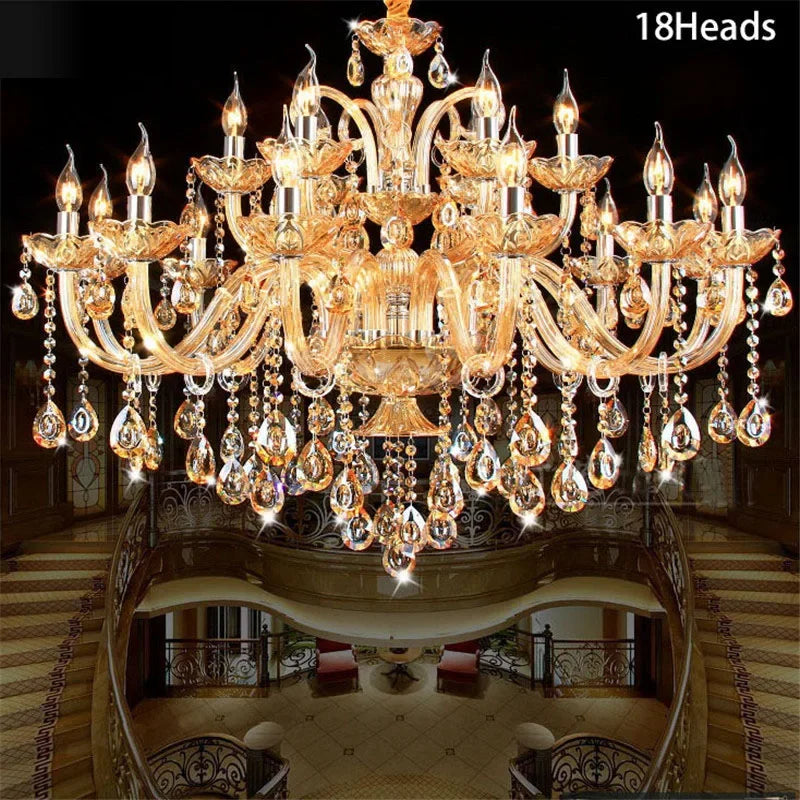 K9 Crystal Candle Chandelier decoration simple chandelier crystal light For Living Room Hotel AC110V~240V 6/8/10/12/15/18 Arms