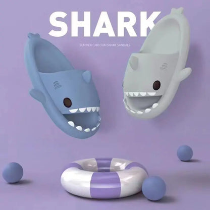 2024 Men EVA Shark Sandals Women Outdoor Beach Thick Soled Slippers Adult Non-slip Summer Slides Couple Cute Solid Color Shoes