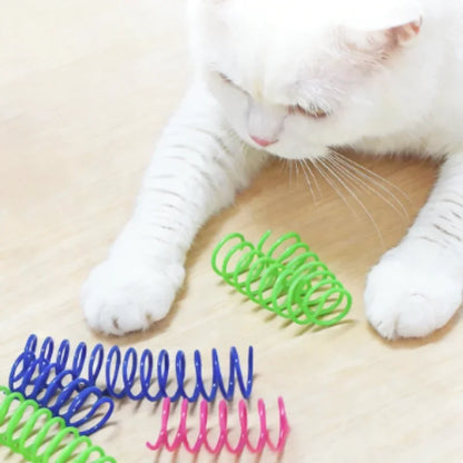 4Pcs Interactive Colorful Gauge Kitten Coil Spiral Springs Cat Toys for Kittens And Cats Pet Products