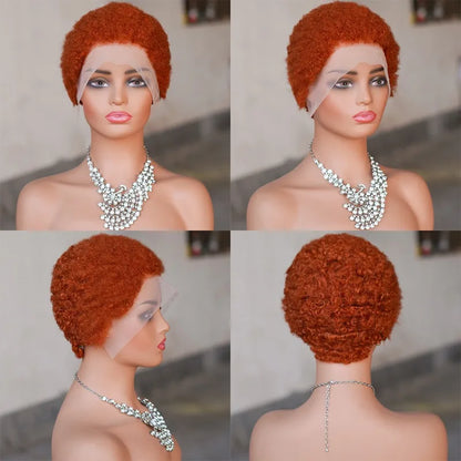 13x4 Lace Frontal Human Hair Pixie Wigs Brazilian Afro Kinky Virgin Remy Curly Afro Wig High Quality Comfortable Soft Natural